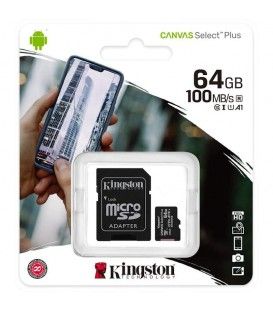 Kingston Tarjeta MicroSD XC 64GB Clase 10 UHS-I + Adaptador