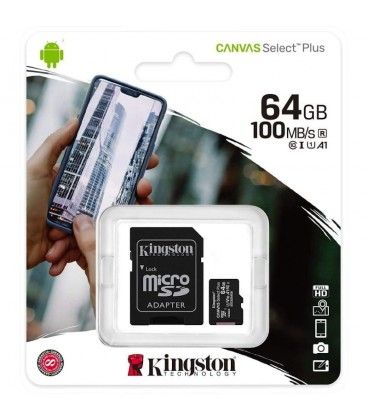 Kingston Tarjeta MicroSD XC 64GB Clase 10 UHS-I + Adaptador
