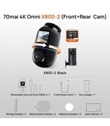 70mai Omni X800 + Trasera 128GB 4K Dash Cam coche