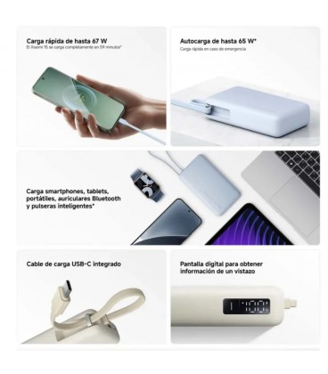 Xiaomi power bank 10000 beige USB-C USB-A triple carga