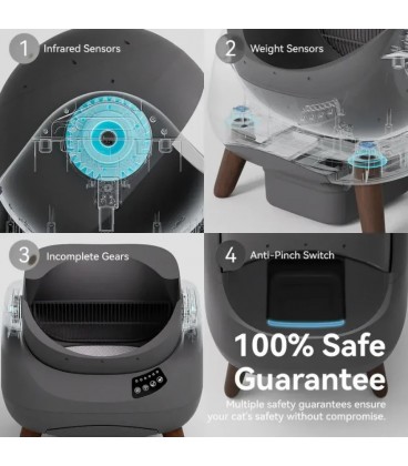 Catlink Open-X Gris Con Tapa Abierta WiFi - Arenero Autolimpiable