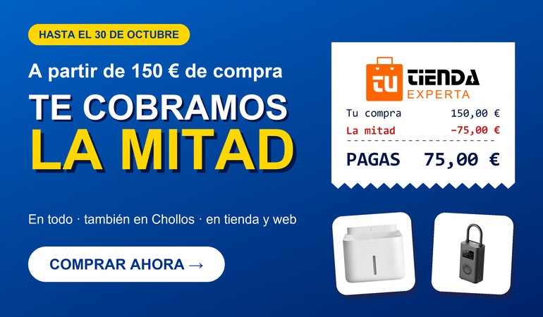Te cobramos la mitad a partir de 150 euros de compra