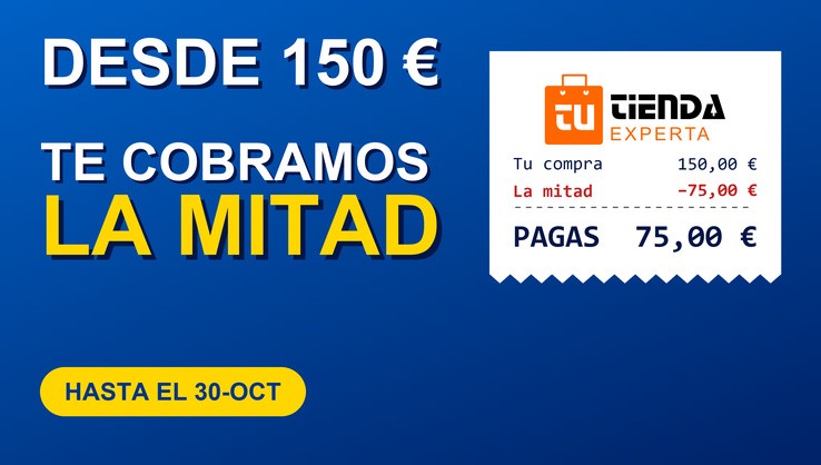 Te cobramos la mitad por compras a partir de 120 euros